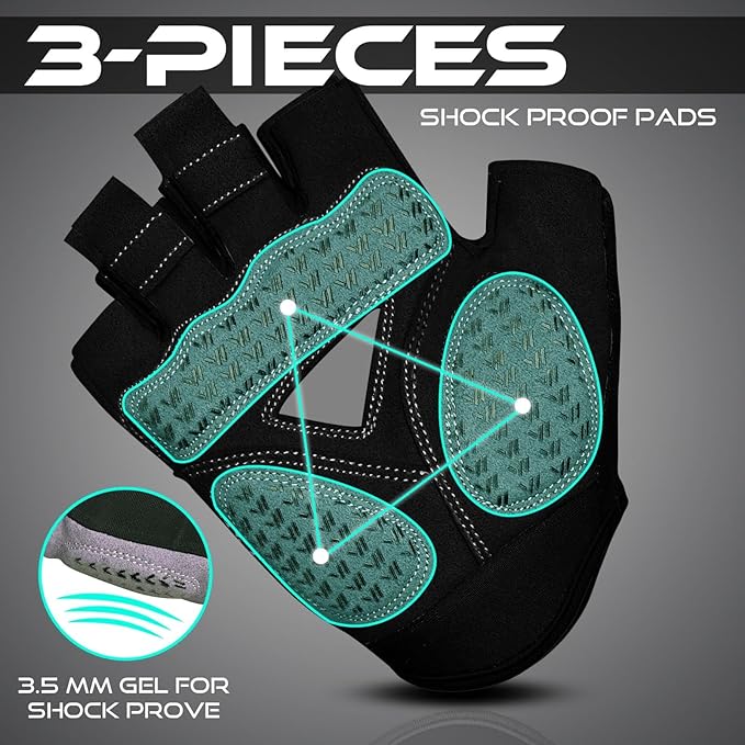 WESTWOOD FOX Cycling Gloves for Men Women,Half Finger Unisex Gel Padded Anti-Slip Mountain Bike Gloves, Breathable Shock Absorption Grip Palm Bicycle Summer Riding MTB Bike Gloves