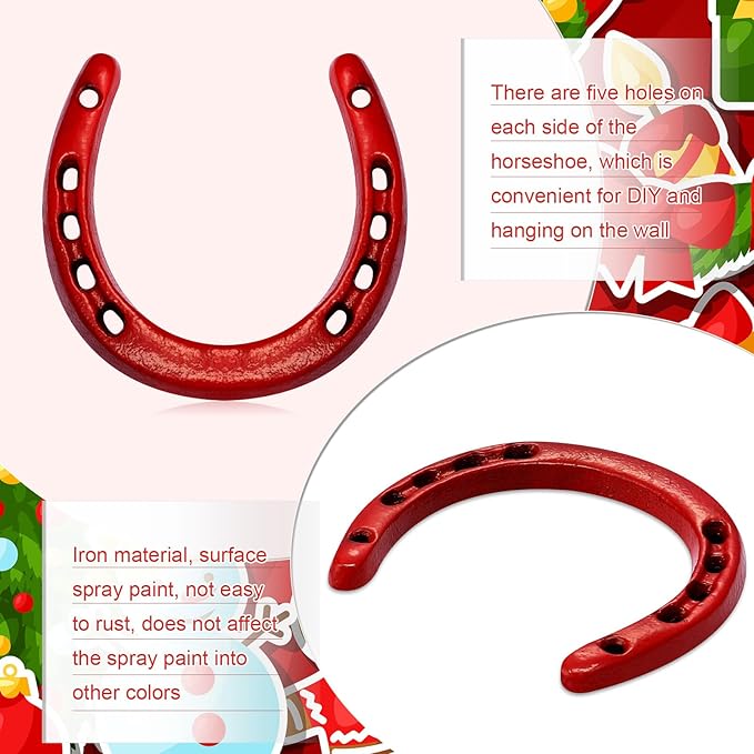 Shimeyao 20 Pcs Horseshoe Bulk Cast Iron 4.5 x 4.3 Inch Horseshoes for Adults Wall Hung Good Luck Handmade Decorations Horse Theme Party Wedding Birthday Supplies (Red)