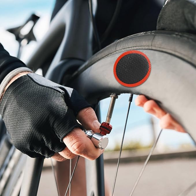 Multi-Function Bike Tire Patch Repair Kit with Cold Vulcanizing Glue Anti-wear Materials Tire Levers Valve Tool Compact Lightweight Bicycle Tube Patch for Outdoor Cycling