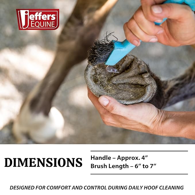 Jeffers Equine Hoof Pick & Brush, Green – Horse Hoof Cleaning Tool for Grooming, Farrier, Equestrian Care – Durable Hoof Pick with Stiff Bristles – 4 inch Easy Grip Handle