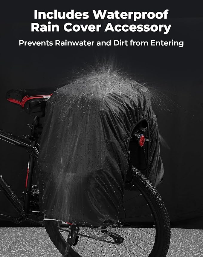 KEMIMOTO Bicycle Panniers Combo 3-in-1, Bike Saddle Grocery Bag with Waterproof Rain Cover, 52L Large Capacity Storage Cargo Cycling Backpack, Mountain Road E-bike Trunk Bag, Black