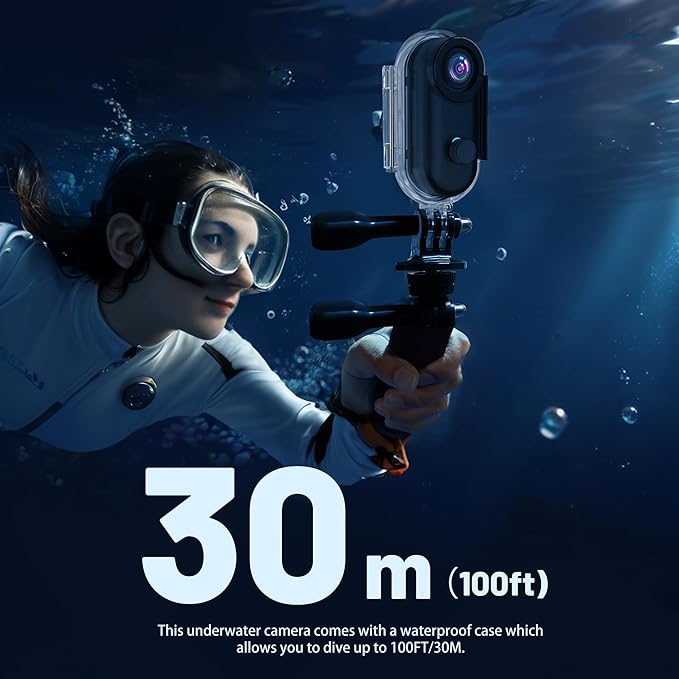 4K Mini WiFi Action Camera 128GB Thumb POV Portable Body Cam Wearable Video Recorder with IPX7 Waterproof Underwater Camcorder, Helmet Mount, Magnetic Sport DV for Bike Cycling, Pet, Vlogging(Black)