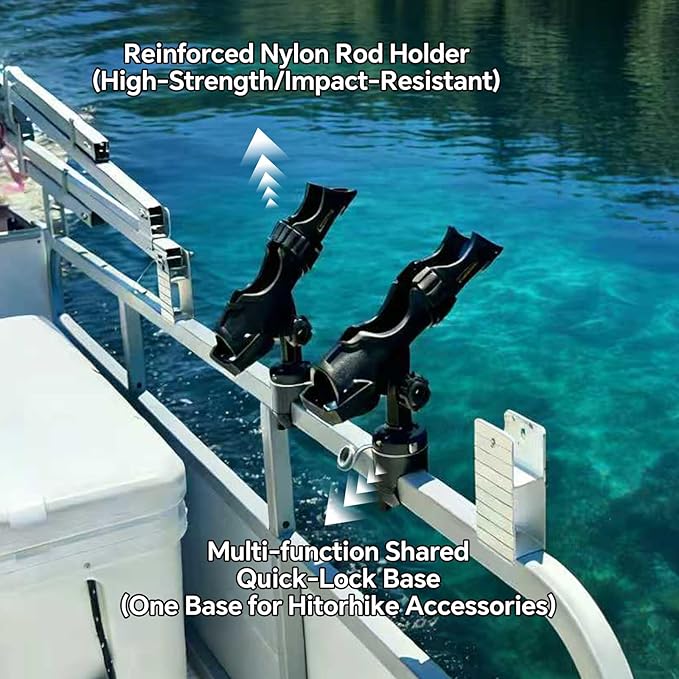 HITORHIKE Fishing Rod Holder Universal Fit Kit Allows for 360-degree Adjustment Kayak Fishing Boat Powerlock Rod Holder