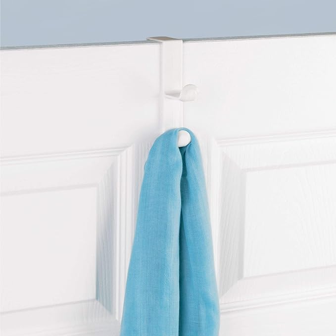 iDesign Over The Door Plastic Dual Hook Hanger for Coats, Jackets, Hats, Robes, Towels, Ideal for Bathroom, Bedroom, Mudroom, White (Pack of 36)