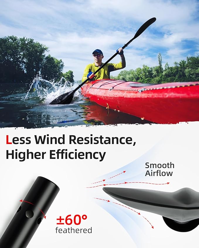 Abahub 調整可能カヤックパドル 210-230 cm/ 230-250 cm フローティングカヤックオール ボートオール カヌーオール ブラック