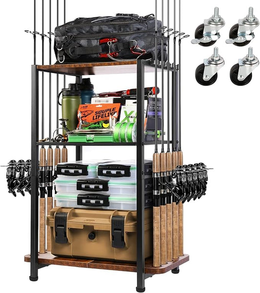 Ghosthorn 釣り竿ホルダー ガレージ用 釣り具・用品タックル収納カート 竿立て 釣り竿ラック 10本収納可能