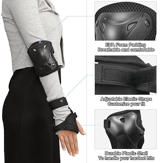 AIDY-PRO Roller Skate Pads Adult Knee And Elbow Pads For Roller Skating, Wrist Guards Skateboarding Protective Gear Adult Knee Pads For Men Women Skating Pads