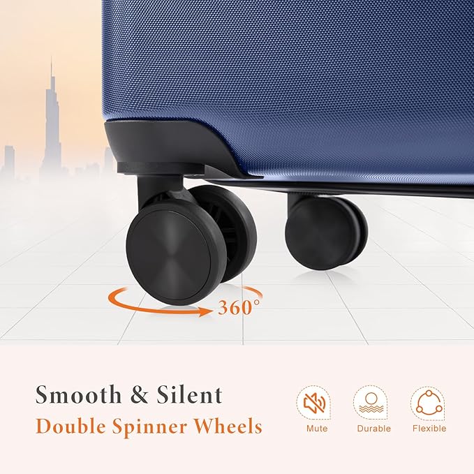 Sweetcrispy 25IN Carry on Luggage, Expandable Hard Shell ABS Suitcase with 360° Swivel Wheels, TSA Lock, Lightweight, Navy Blue