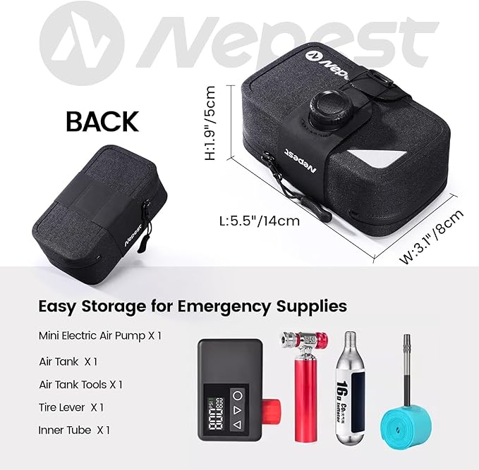 Nepest Bike Saddle Bag 0.6L Lightweight Bike Under Seat Bag Waterproof Ripstop Bicycle Storage Bag for Road, Mountain Bike Cycling Accessories, Black