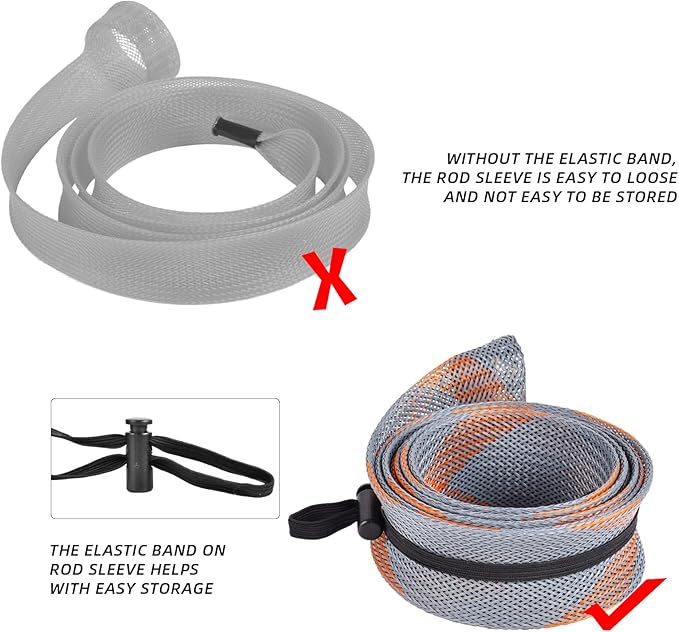 SF Fishing Rod Sock Fishing Rod Sleeve Rod Cover Braided Mesh Rod Protector Pole Gloves Fishing Tools for Spinning Fishing Rod,Casting Rod,Musky Rod, Ice Rod, Fly Rod, Spey Rod