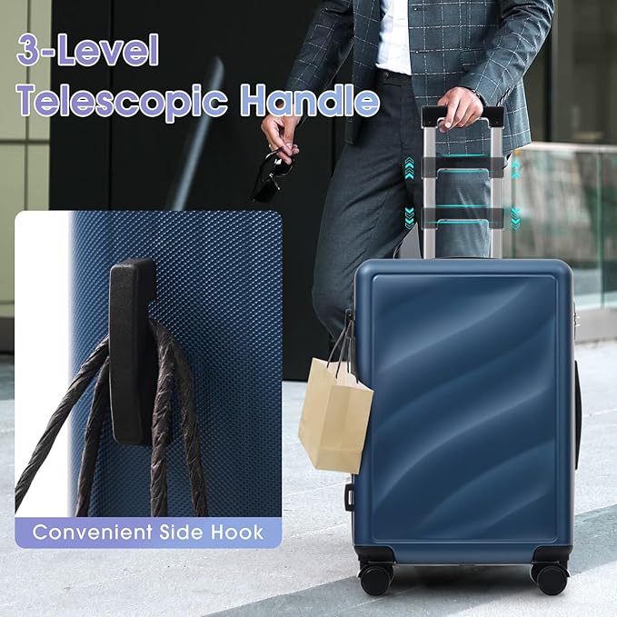 Hardshell Luggage, Lightweight Suitcases with Spinner Wheels Crystal Blue