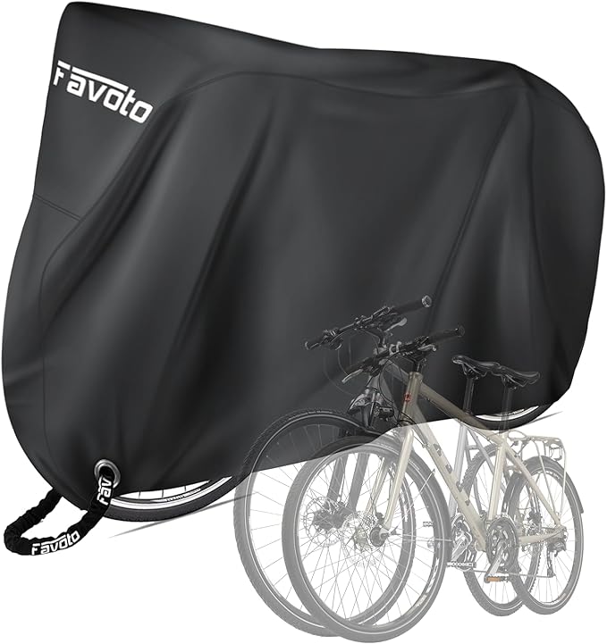 Favoto Bike Cover Waterproof Outdoor - Bicycle Cover for 2 Bikes XXL Sun Rain Dust Wind Protection Heavy Duty with Storage Bag Bike Tarp for Mountain, Road & Electric Bikes