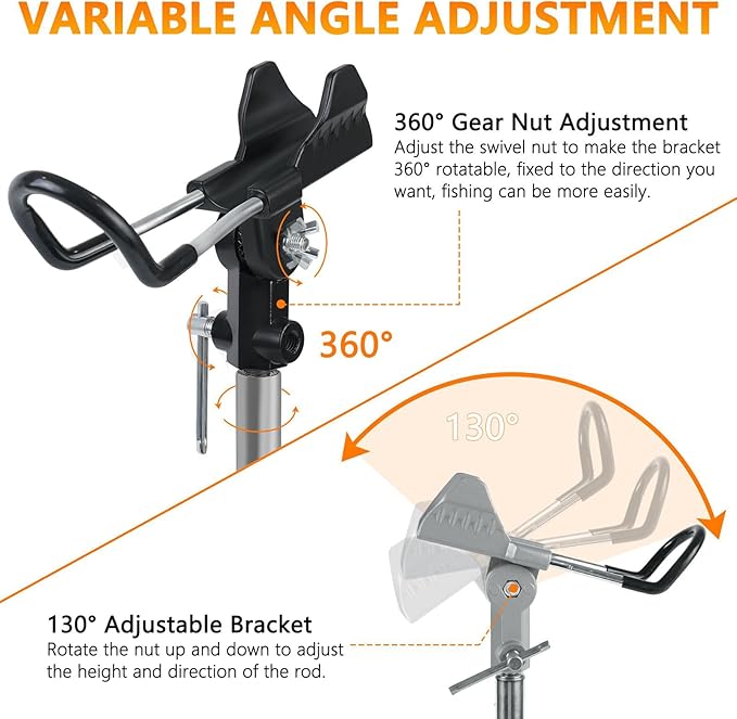 Stedan 2 Pack Fishing Rod Holders, Ground Fishing Rod Pole Brackets, 360 ° Adjustable & Detachable Easy to Carry Folding Fishing Equipment on Lakes, Rivers