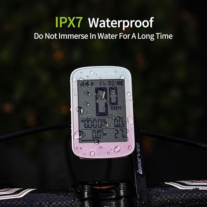 GPS Bike Computer Wireless Cycling Computer with Auto Backlight, Bicycle Speedometer Odometer, Waterproof GPS Speed Tracker for Road Mountain Bikes