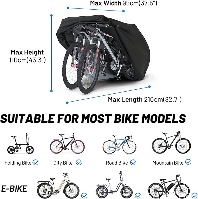 Favoto Bike Cover Waterproof Outdoor - Bicycle Cover for 2 Bikes XXL Sun Rain Dust Wind Protection Heavy Duty with Storage Bag Bike Tarp for Mountain, Road & Electric Bikes
