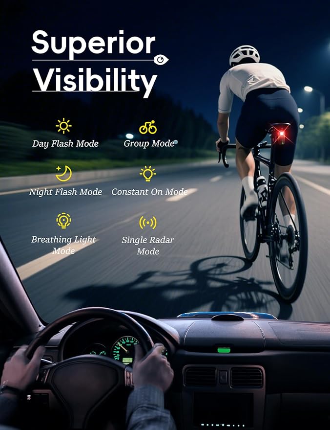 Ride-X9 Bike Radar Tail Light, Smart Rear Bike Light with 120° Lane-Level Vehicle Detection, Security Alerts & Auto Brake, USB-C Rechargeable, IP67 Waterproof, APP Display & Bike Computer Compatible