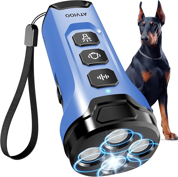 Dog Bark Deterrent Devices - Humane & Effective Training Dog, Stop No More Barking with 3X Ultrasonic Emitters (Blue)