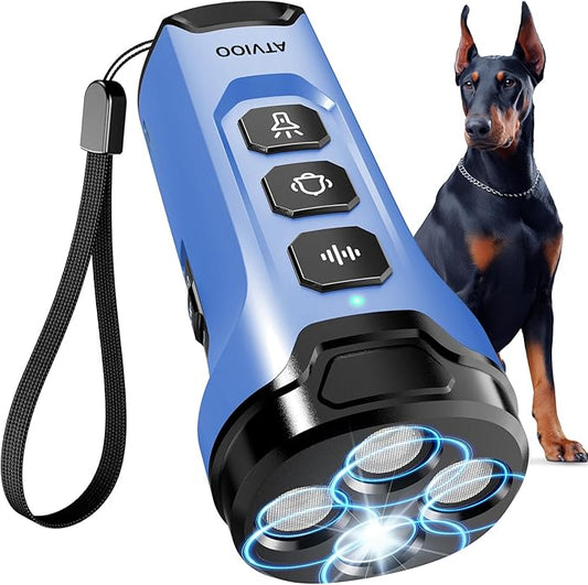Dog Bark Deterrent Devices - Humane & Effective Training Dog, Stop No More Barking with 3X Ultrasonic Emitters (Blue)