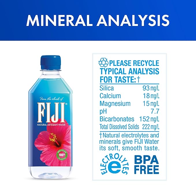 FIJI Water, 500 mL | Natural Artesian | Pack of 12 | Recycled Plastic