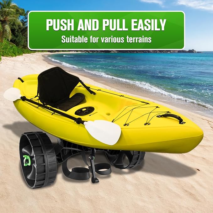 Kayak Cart, Kayak Dolly Cart with Puncture Free Wheels Kayak and Canoe Roller Cart - Kayak Trolley cart with Adjustable Straps