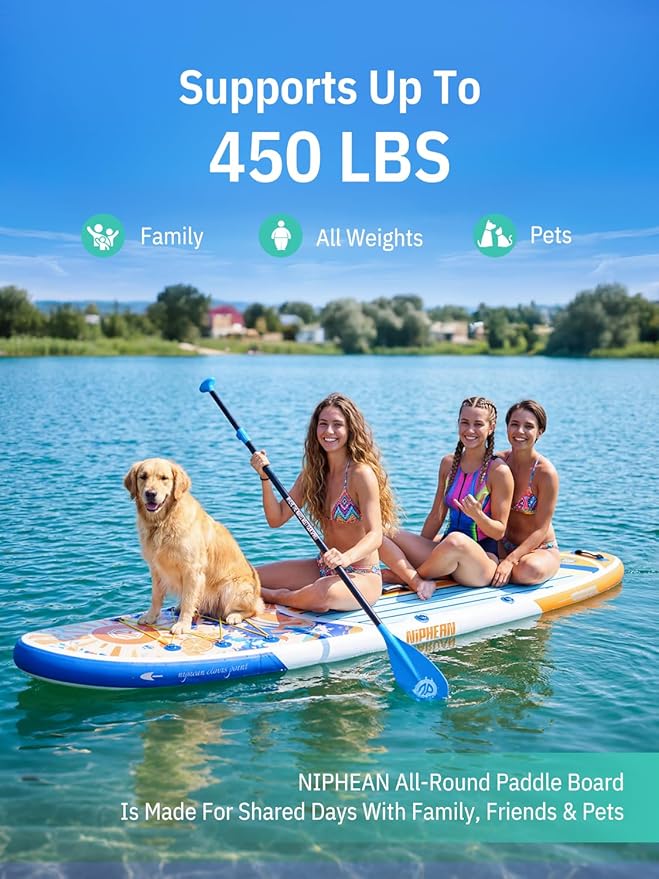 Niphean Inflatable Stand Up Paddle Board with SUP Accessories, Anti-Slip EVA Deck, 10’6’’ Inflatable Paddle Boards for Adults & Youth of All Skill Levels