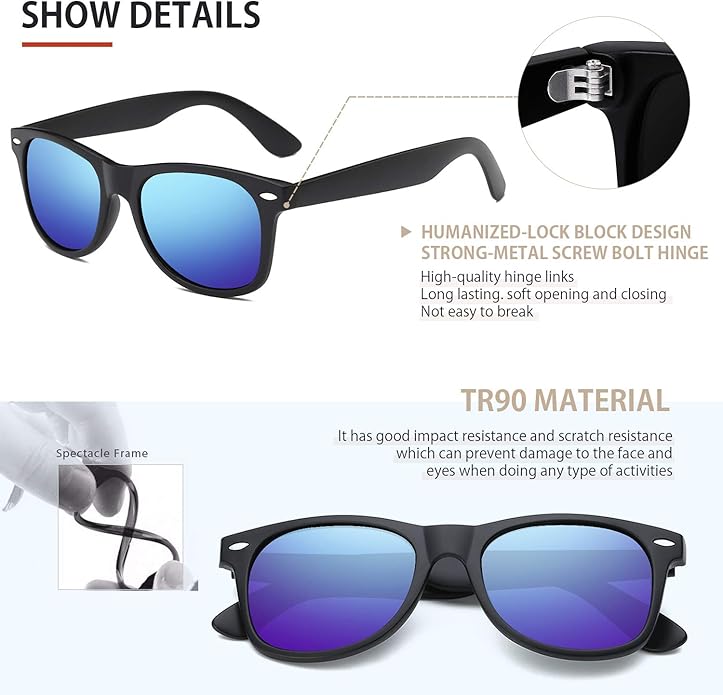 FEIDUSUN Sunglasses Men Polarized Sunglasses for Mens and Womens,Black Retro Sun Glasses Driving Fishing UV Protection