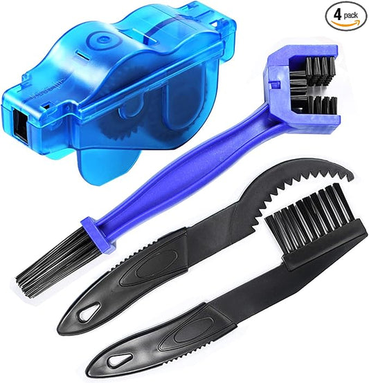 Bike Chain Cleaner, 4 Piece Bike Cleaning Kit, Chain Cleaner for Cycling, Suitable for Mountain Bike, Road Bike, BMX, Bicycle Cleaning Brush Tool for Drivetrain, Gear, Cassette, Sprockets