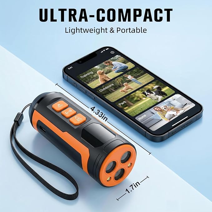Dog Bark Deterrent Devices, 3X-Fast Anti Barking, 50 FT Range, LCD Screen, LED Flashlight, Type-C Charging, Portable Training Tool to Correct Bad Behaviors