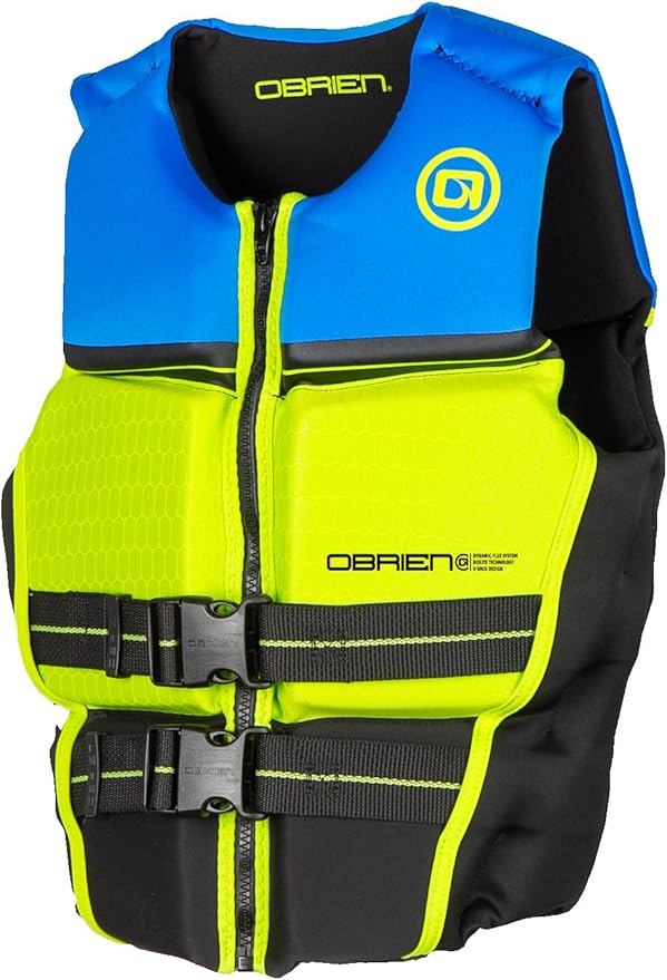 O'Brien Flex V-Back Life Jacket – Coast Guard Approved Adult Life Vest with Flex Fit Design, Lightweight Foam & Front Zip Closure for Watersports, Boating, and Jet Skiing