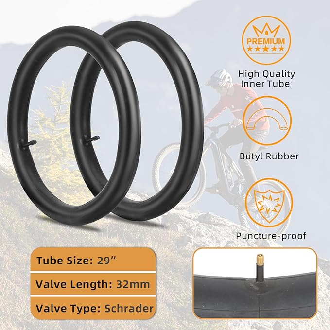 Bike Tires Set:2 Pack 26x2.10, 27.5X 1.95/2.1, 29x2.1/2.25 inch 60 TPI Replacement Bicycle Tires and Inner Tubes with Tire Levers Compatible with Mountain/Off Road Bike