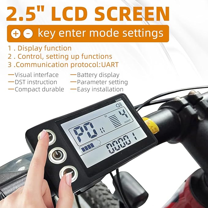 S866 Electric Bicycle LCD Display Meter, 24V 36V 48V Ebike LCD Display Control Panel Wireless Bicycle Speedometer Odometer for Electric Scooter Electric Bike Modification