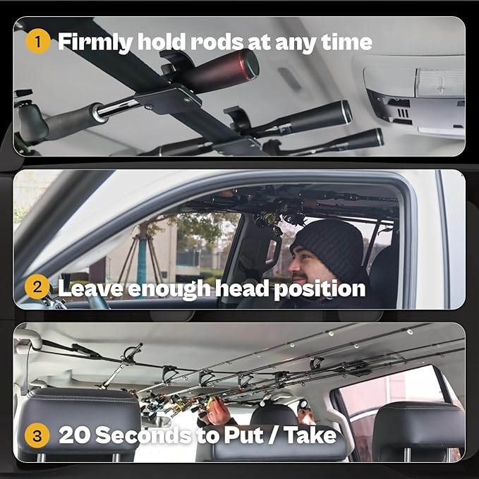 OJYDOIIIY 車用釣り竿ホルダー、SUV、トラック、バンなどの車両用車内釣り竿収納ラック