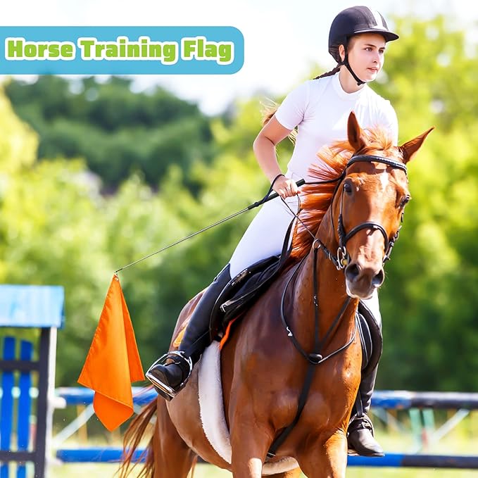 Equestrian Training Flag 4 Pieces Equestrian Training Equipment Nylon Flag with Flagpole