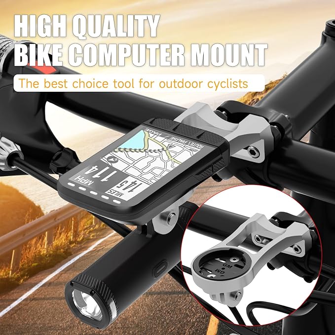 Cycling Computer Mount - Versatile Out Front GPS Mount for Wahoo, Garmin, Bryton, Cateye - Compatible with 1.26''/32mm Handlebars - Ideal for Mountain Bikes and More