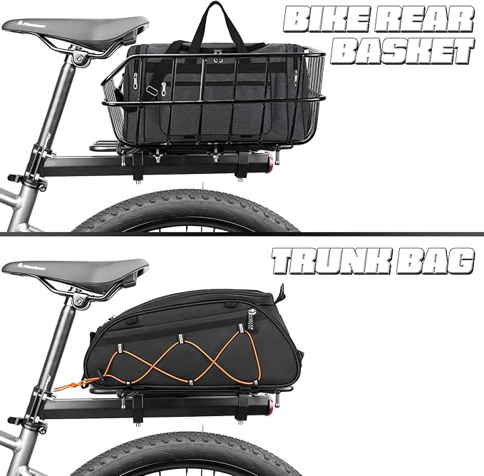 WEEROCK Adjustable Universal Rear Bike Rack, Fits 20" 24" 26" 27.5" 29" Inch Bicycles, MTB, 15kg/33 lbs Load Capacity Steel Bicycle Carge Rack, Easy Installation on Bicycle Seat Post