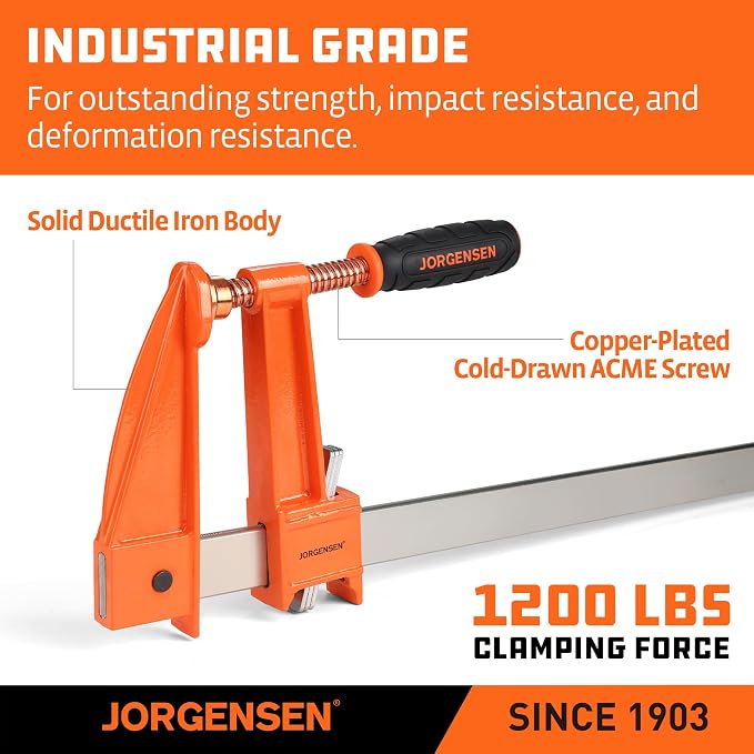 Jorgensen 36-Inch Deep-Reach Throat Bar Clamps, 5" Throat Depth, 2-Pack