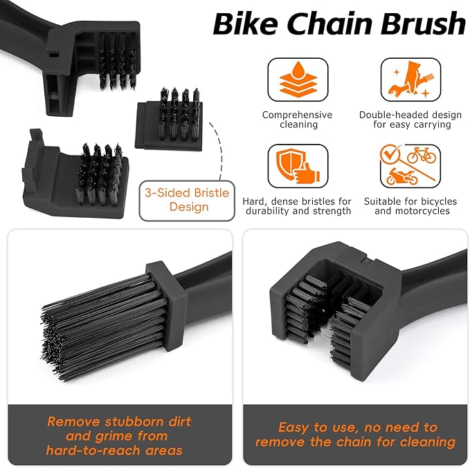focopot Bike Cleaning Kit Including Bicycle Chain Cleaner Degreaser,Cycling Chain Lube,Cleaner Brush Tool,Scrubber,Suitable for Mountain/MTB,Ebike,Road Bike and Trail Bikes