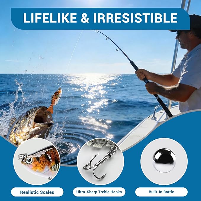 Fishing Lures Multi Jointed Fish Fishing Kits Slow Sinking Lifelike Swimbait Freshwater and Saltwater Crankbaits for Bass Trout Bass Lures