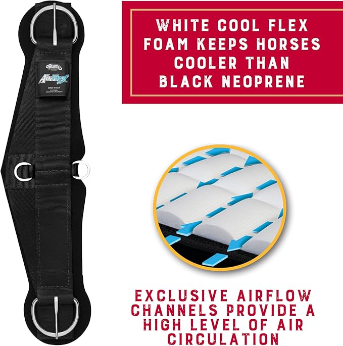 Weaver Equine AirFlex ‎Roper Horse Cinch, Anti-Slip Nylon Webbing Saddle Cinch Girth with Flat Buckle, Western Horse Riding Supplies, ‎Black