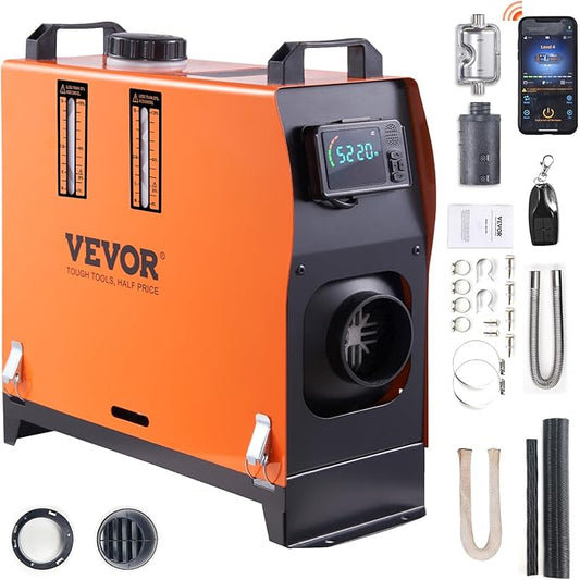 VEVOR 8KW Diesel Heater All in One, Diesel Air Heater with Bluetooth App Control, Portable Parking Heater Automatic Altitude Adjustment Max 18045 ft, Remote Control and LCD, for Vehicles and Indoors