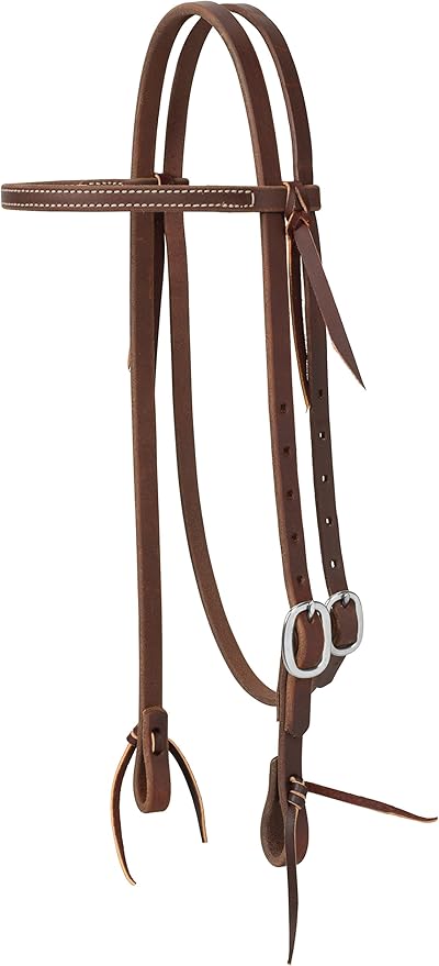 Weaver Leather Working Tack Straight Browband Stainless Steel Single Buckle Headstall, Oiled Canyon Rose, 5/8"