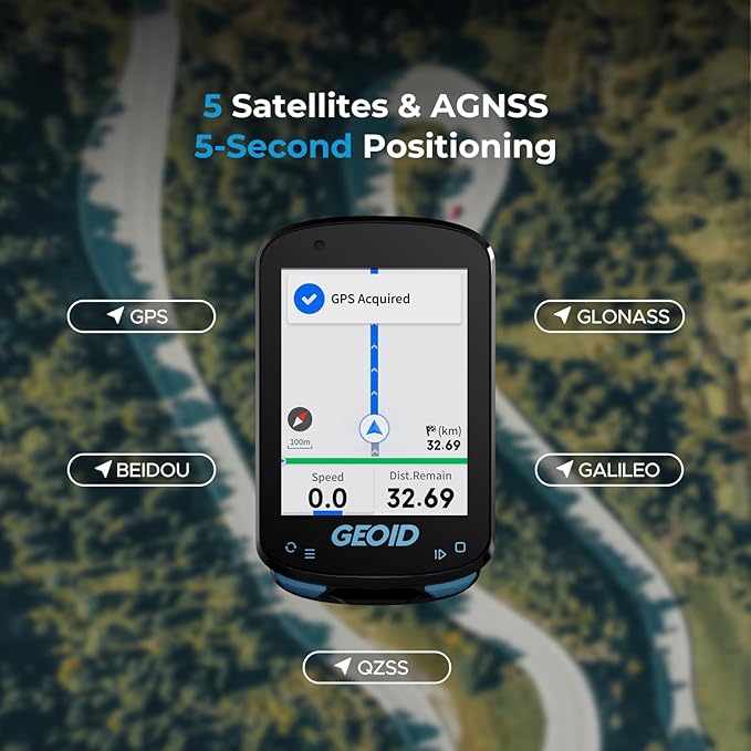 GEOID CC600 Color Screen Bike/Cycling Computer Wireless - Route Navigation with Reroute Planing, WiFi & Bluetooth, Fast 5s GPS Positioning, Free Indoor Training
