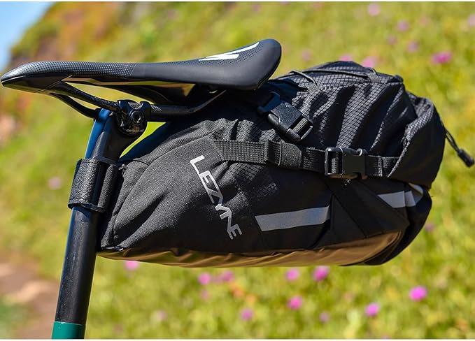 LEZYNE Caddy Bike Saddle Bag - Durable Nylon Cycling Storage Bag with Velcro/Quick Release Mount, Reflective Accents, Water-Resistant Zipper for Road Bikes & Commuters