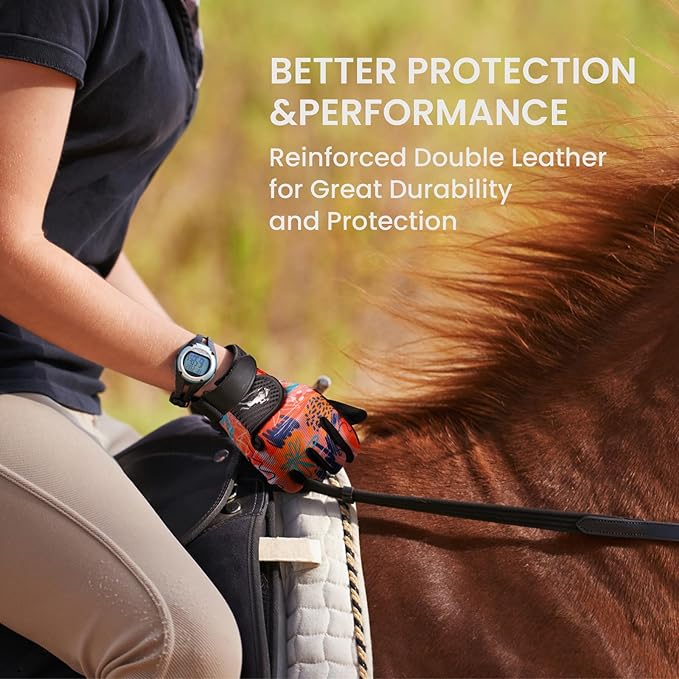 FINGER TEN Horse Riding Gloves Equestrian Women Kids for Girls Boys Mesh Breathable Lightweight Color Pack, Comfortable Grip for Summer