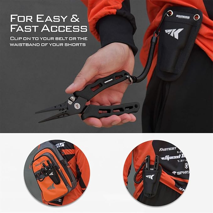 KastKing Cutthroat 7インチ スプリットリングプライヤー、420ステンレス製、海水対応、タングステンカーバイドカッター搭載