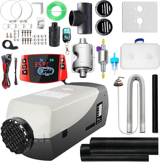 WAYSKA Diesel Heater 12V, 5L Tank, Diesel Heater 2KW, Muffler, Diesel Parking Heater with LCD Monitor & Remote Control for Trucks, Trailer, Boat and Motor-Home