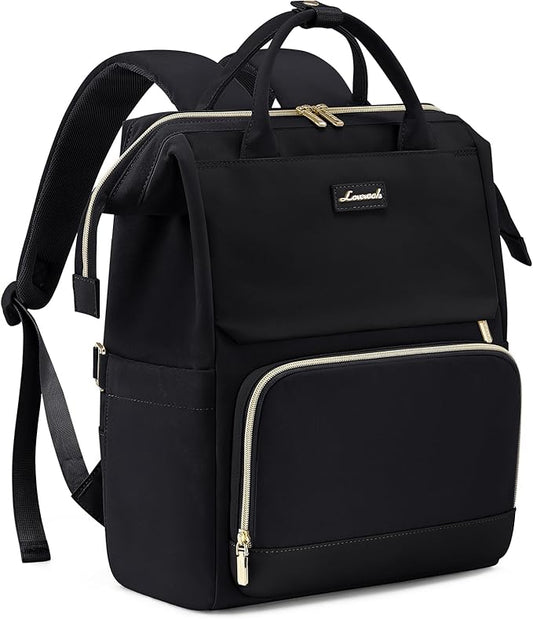 LOVEVOOK Laptop Backpack for Women with Giant Tumbler Holder Pocket, 18 inch Travel Work Bag Purse for Nurse Teacher, Waterproof Casual Daypack Bookbag for College Business