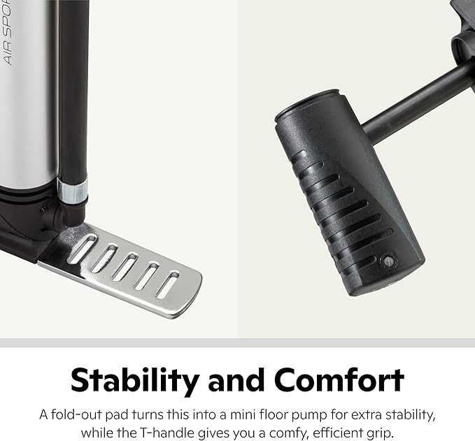 Schwinn Air Sport Mini Bike Pump, Foot to Floor or Hand Pump Option, Fits Schrader and Presta Valve Types, Easy-to-Carry Portable and Convenient Design, Bicycle Essentials for Easy Road Riding
