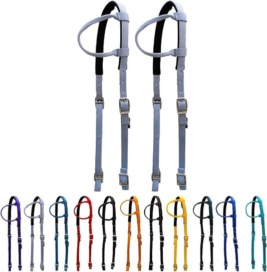 Majestic Ally Nylon Padded Sliding Single Ear Headstall for Horses- Set of 2 - Multiple Colors
