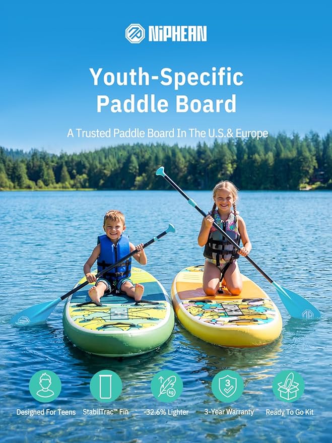 Niphean Inflatable Stand Up Paddle Board with SUP Accessories, Anti-Slip EVA Deck, 10’6’’ Inflatable Paddle Boards for Adults & Youth of All Skill Levels